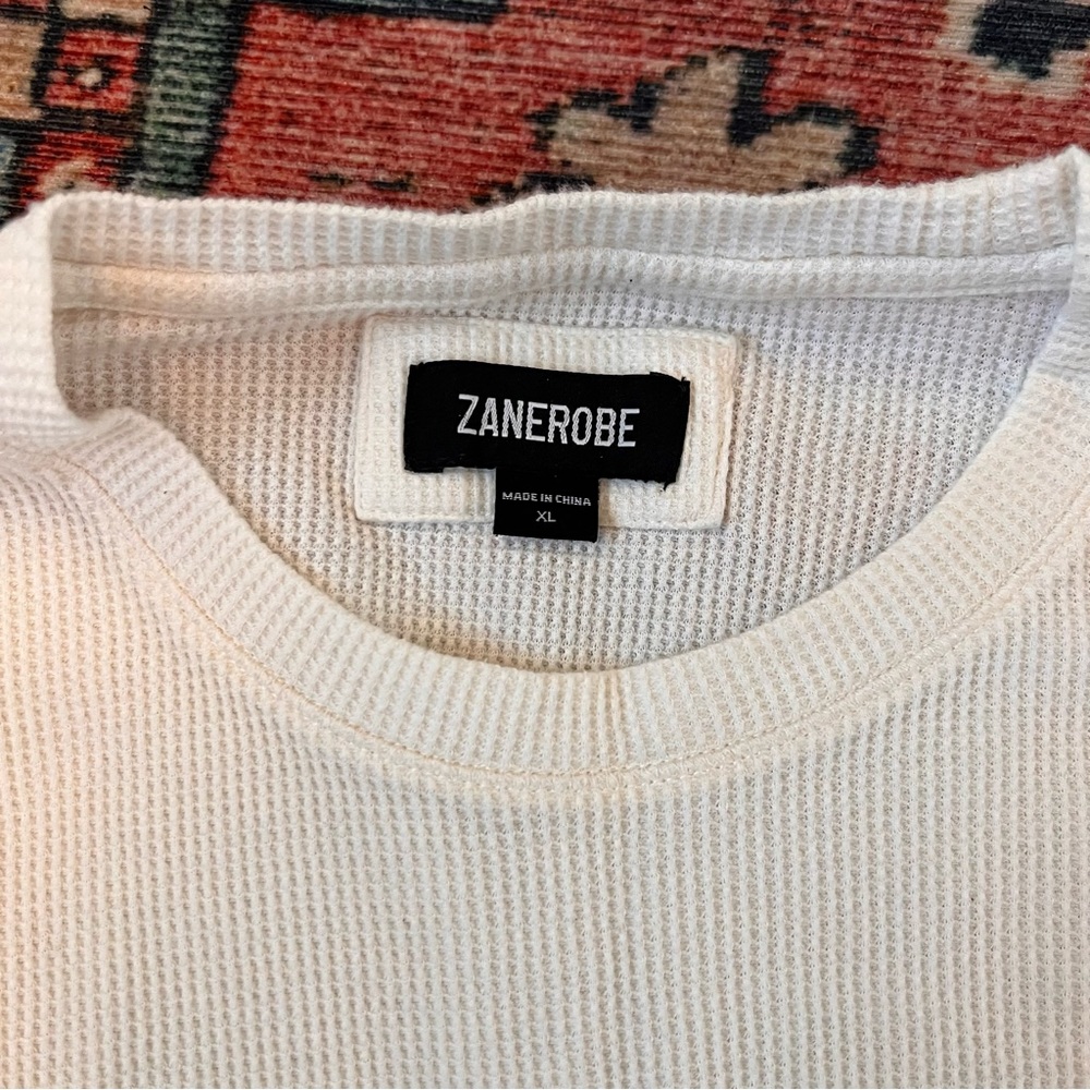 Zanerobe - waffle knit bone/white XL long sleeve shirt